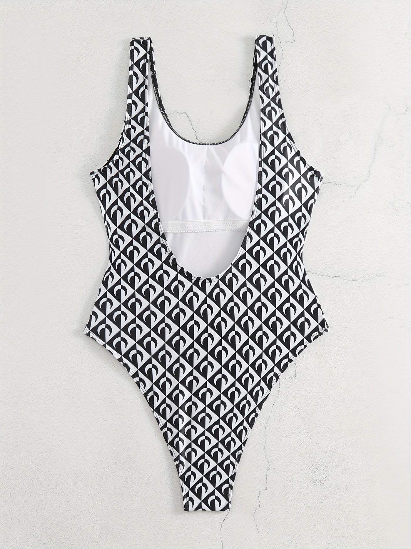 Plaid High Cut One Piece Swimsuit Backless Bathing Suit Women's Swimwear