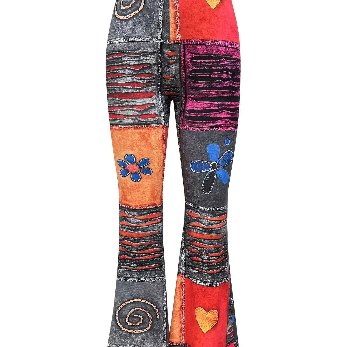Y2K Graphic Flare Leg Pants for Women