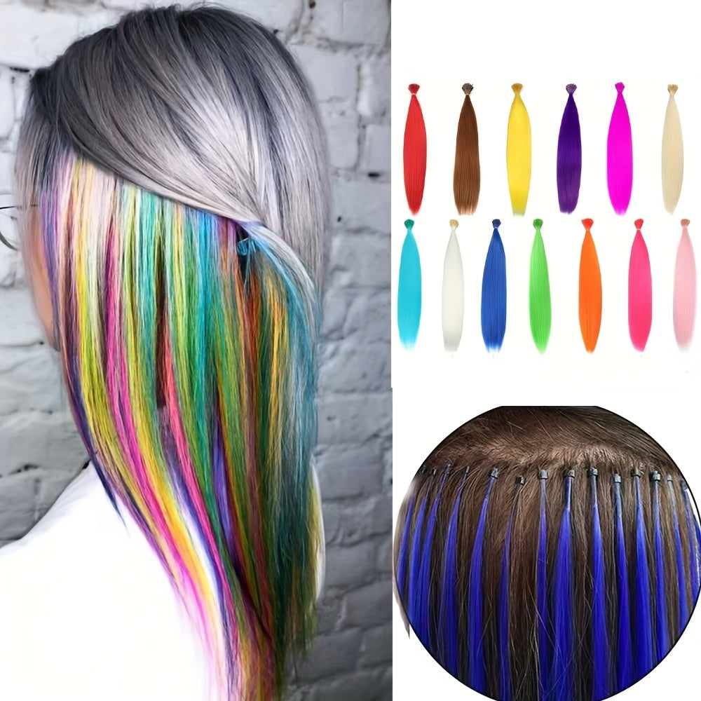 Colorful Rainbow Hair Extensions I Tip Hair Pieces for Parties and Costumes