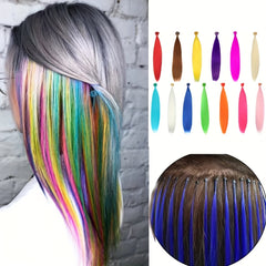Colorful Rainbow Hair Extensions I Tip Hair Pieces for Parties and Costumes