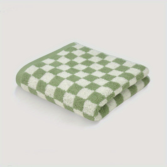 Checkerboard Pattern Cotton Hand Towel Soft Skin-friendly Face Towel