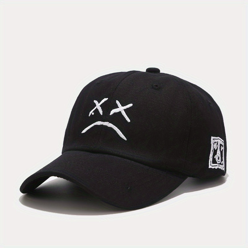 Crying Face Embroidered Baseball Cap Outdoor Sunscreen Peaked Cap