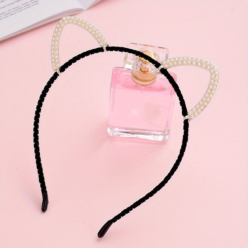 Cat Ears Rhinestone Headband Halloween Party Hair Accessories