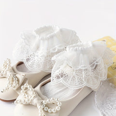 Girls Ruffled Princess Lace Socks With Mesh Sleeves