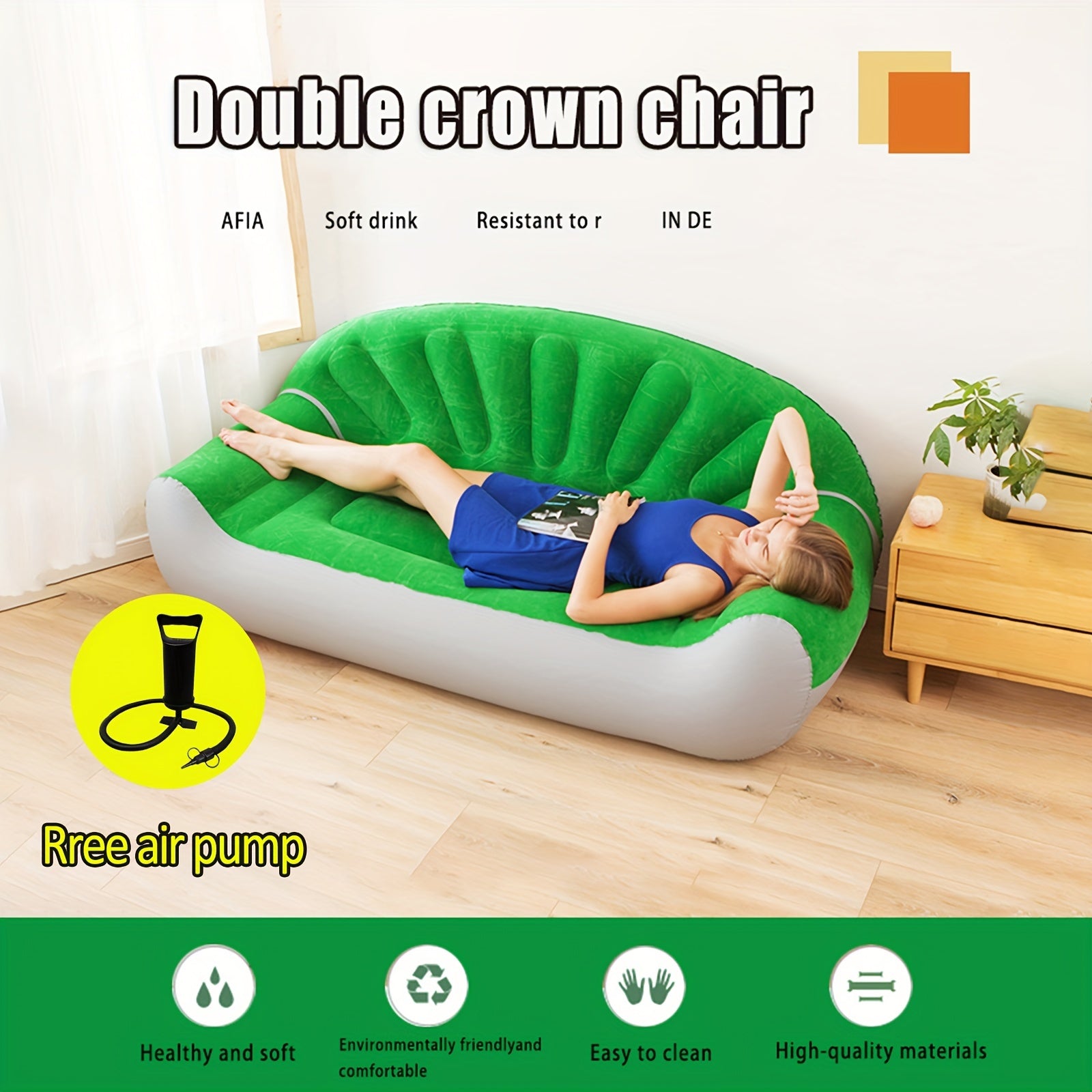 Double Outdoor Inflatable Sofa Crown Plush Lazy Bed