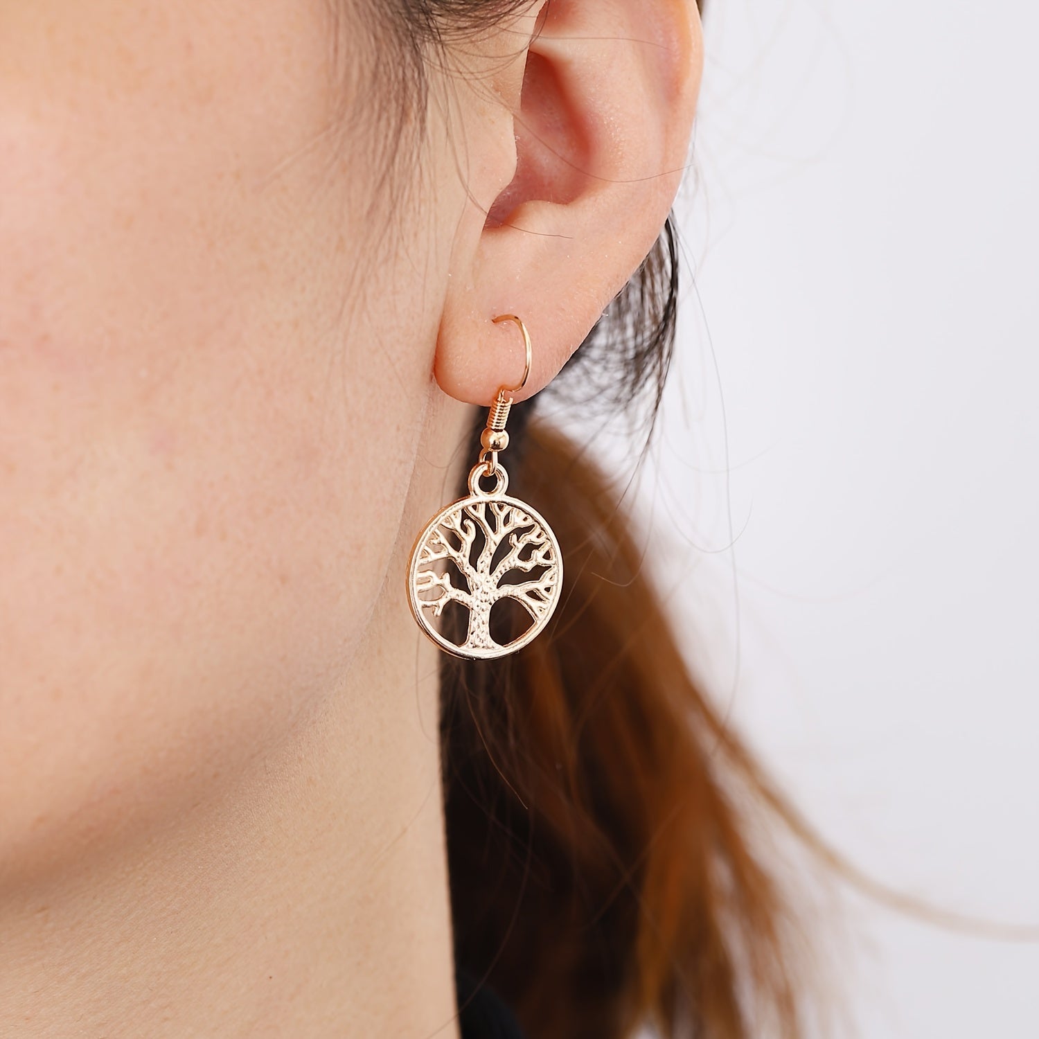 Golden Tree Of Life Earrings Women's Jewelry Gift