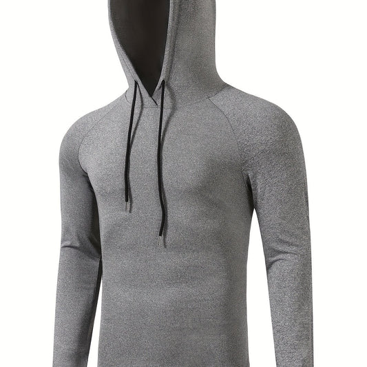 Men's Casual Sports Hoodie Long Sleeve T-shirt for Fitness Gym Workout