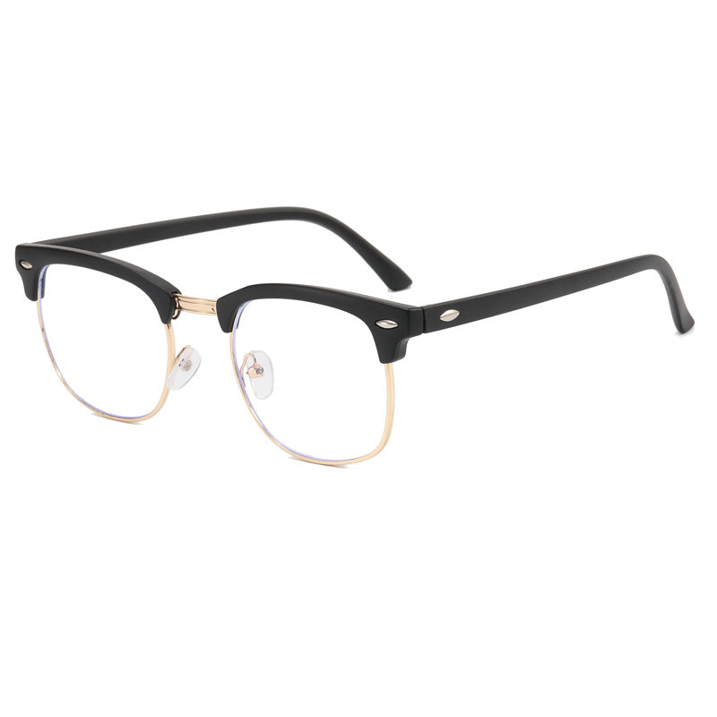 Classic Anti Light Glasses Frame Square Half Metal Half Frame