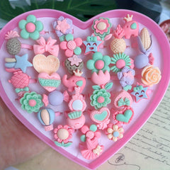 10Pcs Mixed Jewelry Plastic Rings for Girls Resin Candy Heart Ring