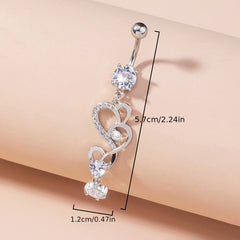 Heart Shape Belly Button Ring Dangle Body Piercing Jewelry