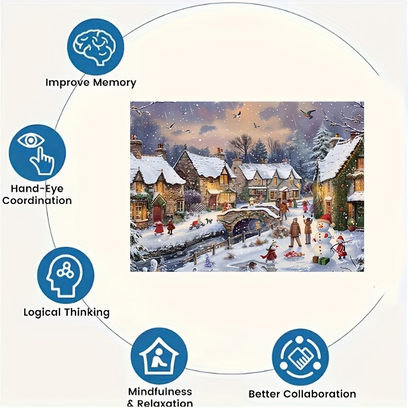 1000pcs Snowflakes and House Jigsaw Puzzle - Advanced Level