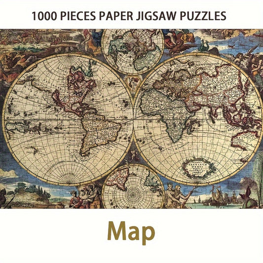 1000pcs Ancient Map & Famous Paintings Puzzle World Map for History Buffs
