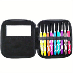 9pcs Aluminum Crochet Knitting Tool Set with Two Handle in PU Package