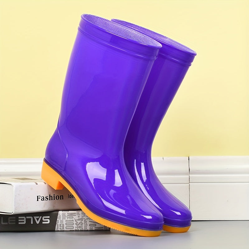 PVC Round Toe Flat Waterproof Rain Boots Lightweight Comfortable