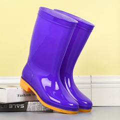 PVC Round Toe Flat Waterproof Rain Boots Lightweight Comfortable