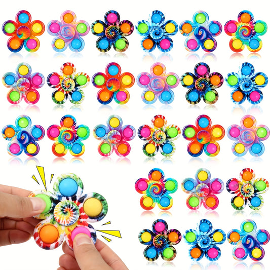 24 Random Colored Fingertip Bubble Fidget Spinners for Events and Gifts