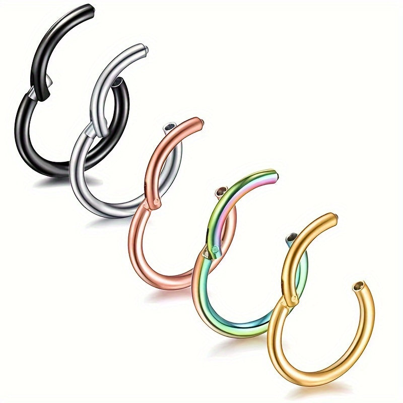 5pcs Stainless Steel Nose Ring Hoop Ear Cartilage Earrings Piercing Jewelry