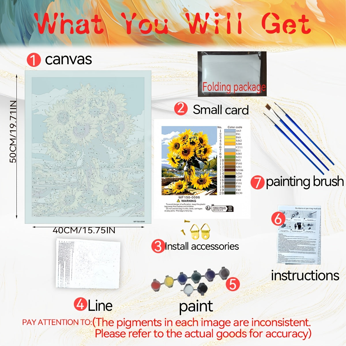 DIY Paint by Numbers Kit Sunflower Hand Painted Craft Ideal Gift