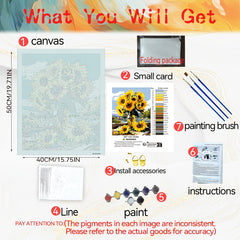 DIY Paint by Numbers Kit Sunflower Hand Painted Craft Ideal Gift