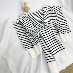 Striped Knitted Long Sleeves Shawl Warm Wrap Elastic Windproof Cardigan