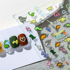 Dinosaur Art Holo Nail Stickers 5D Engraved Decals