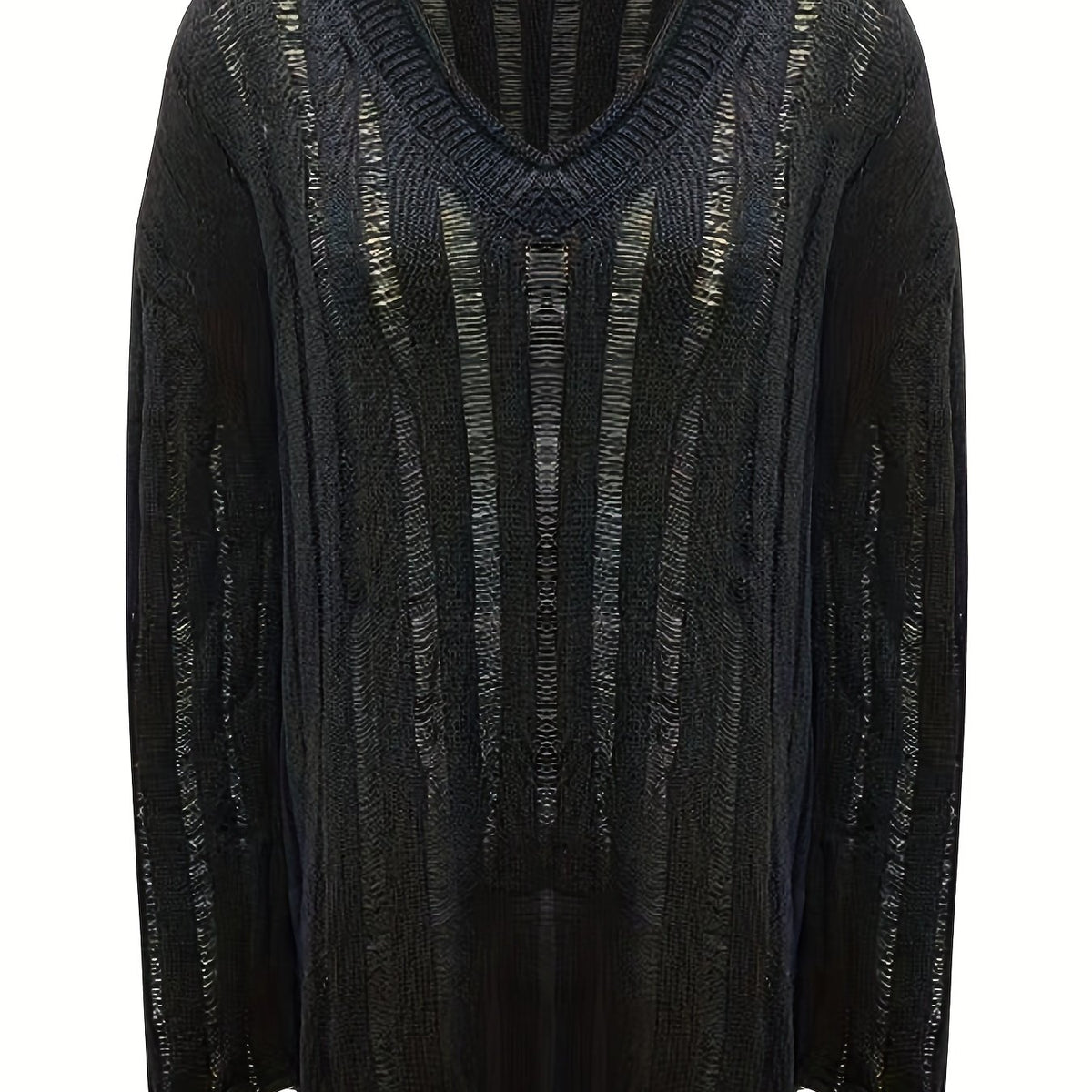  Sexy Sweater Women's Plus Stripe Hollow Out Long Sleeve V Neck