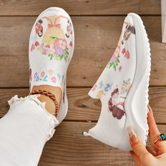 Couple Figure Graphic Walking Shoes Breathable Knit Running Shoes