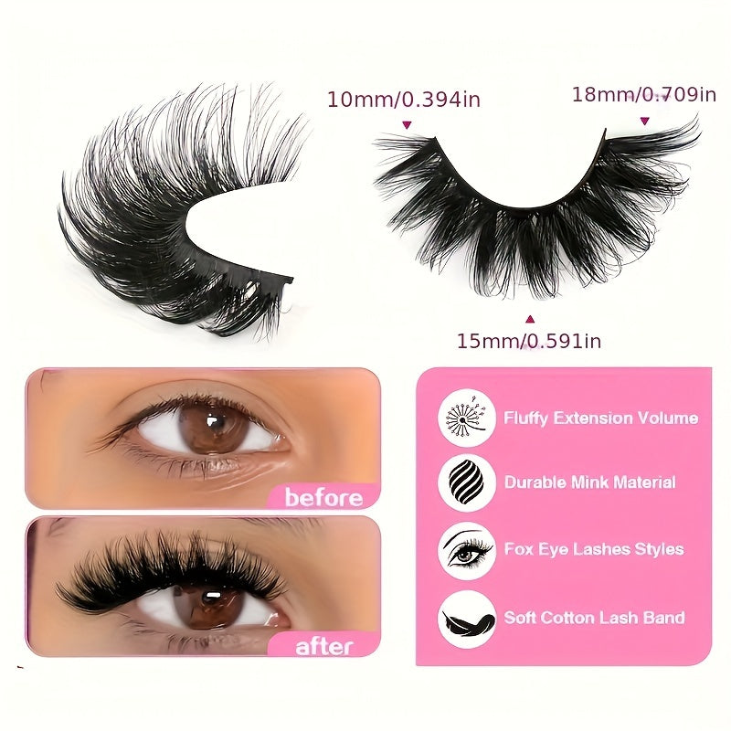 7 Pairs Fluffy False Eyelashes D Curl 8D Volume Lashes Fox Eye Style