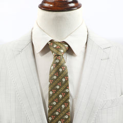 Multicolor Polyester Floral Striped Tie for Men