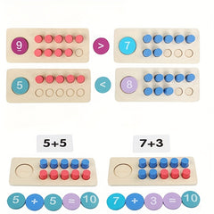 Wooden 10 Grid Math Toy with Colorful Buttons