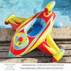 Inflatable Pool Float Boat with Steering Wheel Airplane Shaped