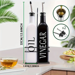 2pcs Olive & Vinegar Dispenser Set 17oz Kitchen Seasoning Dispenser