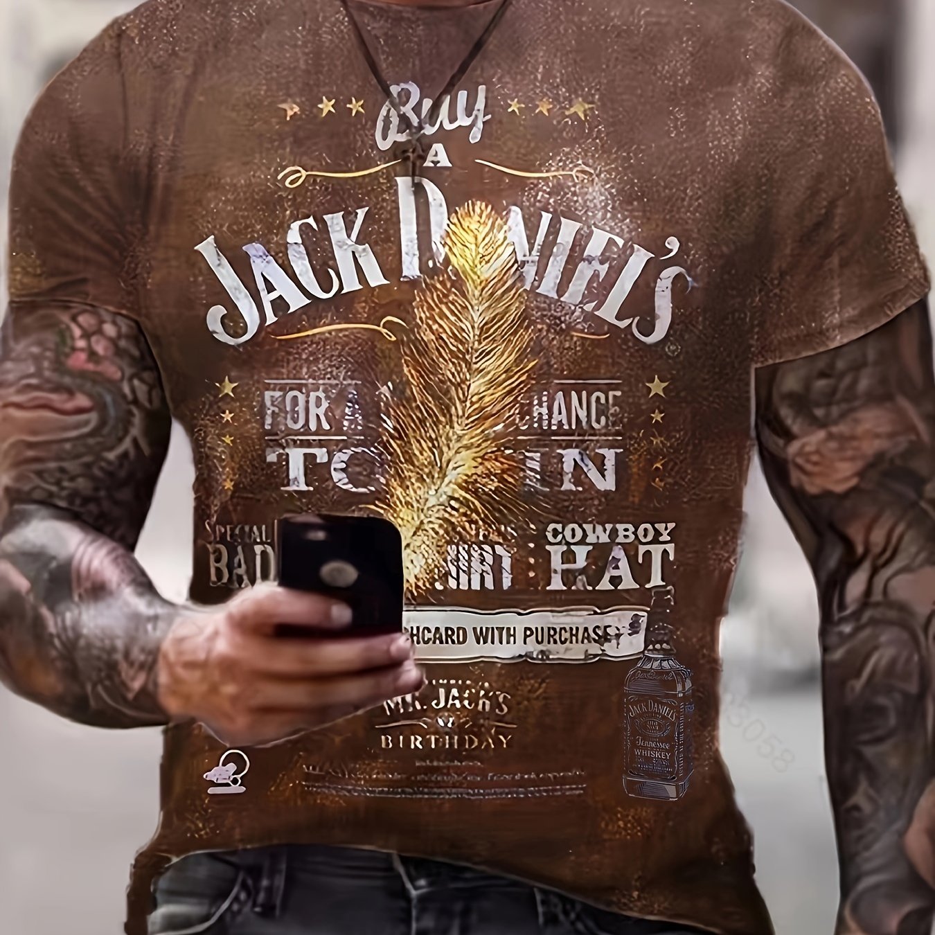 Letter And Feather Pattern Print Men's Short Sleeve T-shirt Graphic Tee