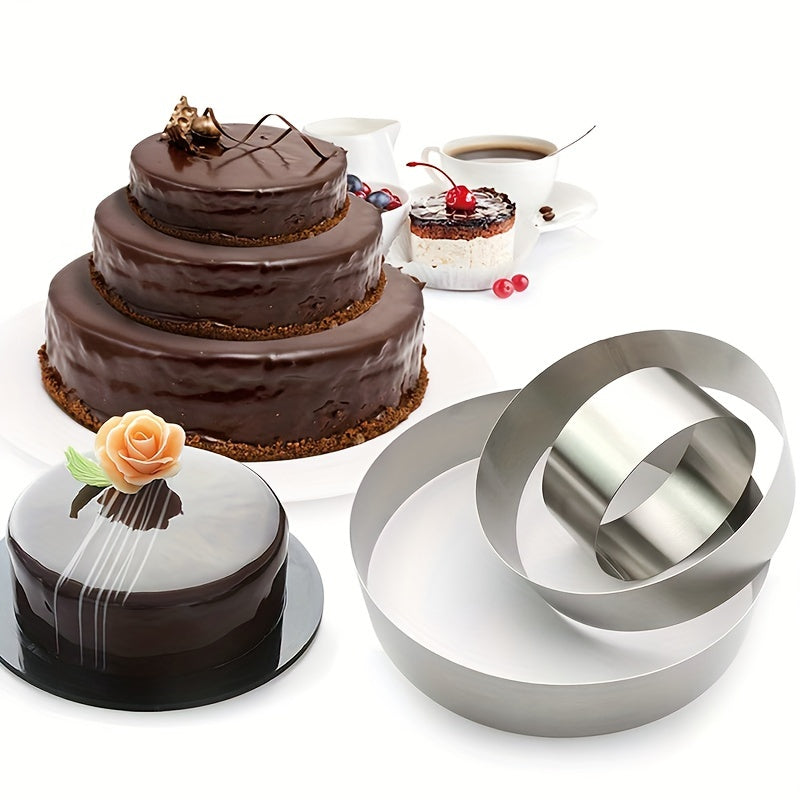 3pcs Mousse Cake Mold Rings - Round Heart Flower Bear Kitten Shaped