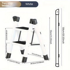 Folding Telescopic Two Step Ladder Stool Lightweight Functional Herringbone