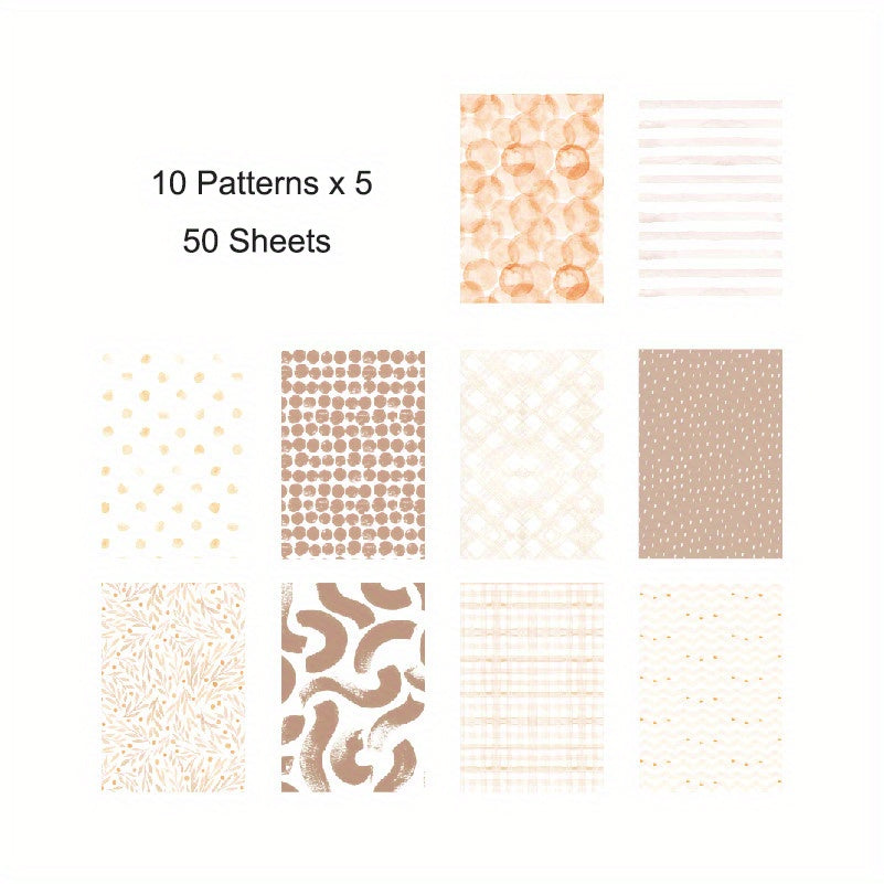 50 Sheets Pad Vintage Scrapbook Paper Journaling Supplies Kit