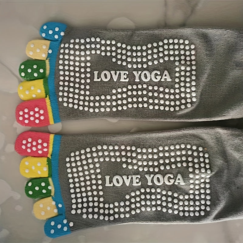 Anti Slip Yoga Socks with Extra Grip for Pilates Barre Ballet - Rainbow Colors