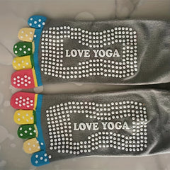 Anti Slip Yoga Socks with Extra Grip for Pilates Barre Ballet - Rainbow Colors