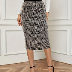 Plaid Print Midi Skirts High Waist Work Office Skirts Women's Clothing