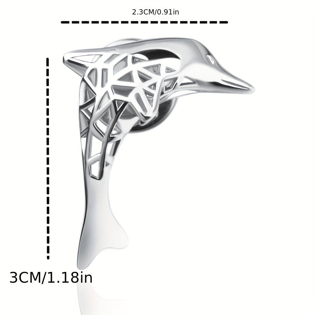 Hollow Auspicious Dolphin Brooch Jewelry Clothes Pin Suit Word Collar Pin