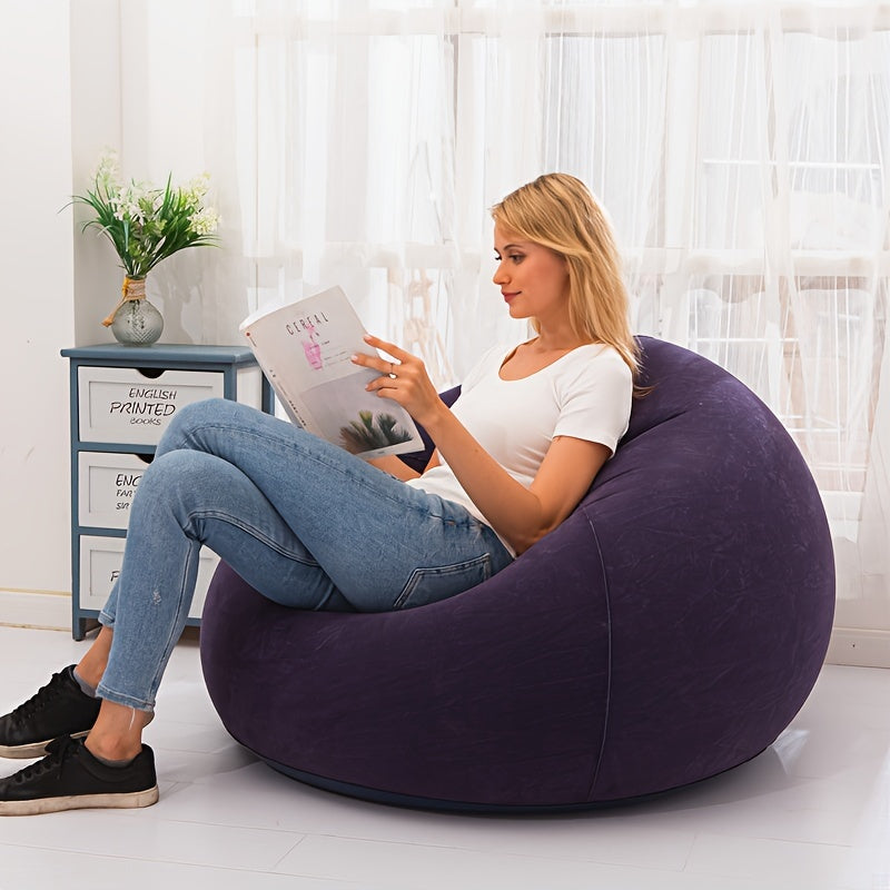 1pc Inflatable Lazy Sofa Single Person Flocked Lounge Chair