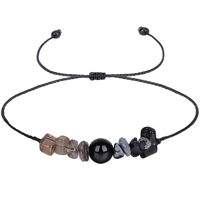 Adjustable Braid Bracelet with Crystal Stone Beads