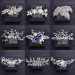 Silvery Faux Pearl Crystal Hair Comb Wedding Hair Accessories For Bride Women