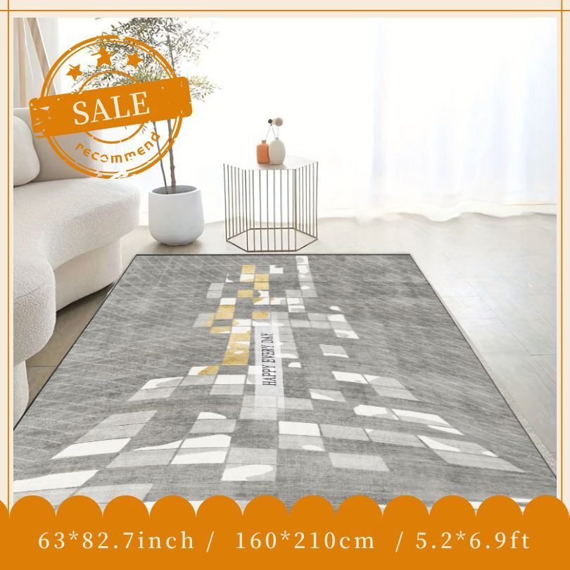 Geometric Faux Cashmere Area Rug Abstract Soft Modern Fluffy Micorfiber Mat
