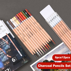 12 Charcoal Pencils Set Professional Drawing Sketch Shading Art Pencils