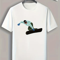 Skiing Pattern Print Graphic Tee Men's Sports T-shirt
