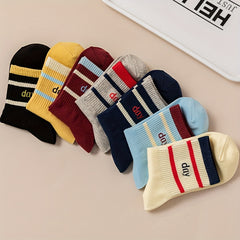 7 Pairs Letter Print Socks Comfy & Breathable Women's Stockings