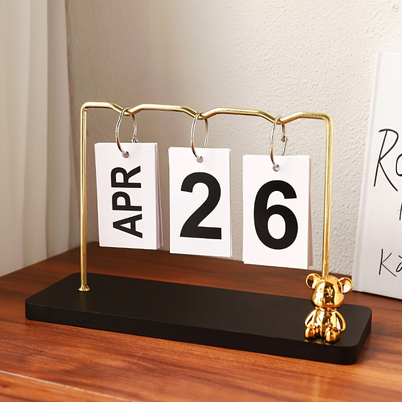Metal Calendar Ornament Flip Page Small Desk Calendar Decoration