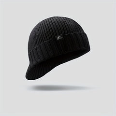 Men's Plush Knitted Beanie Hat, Windproof & Warm
