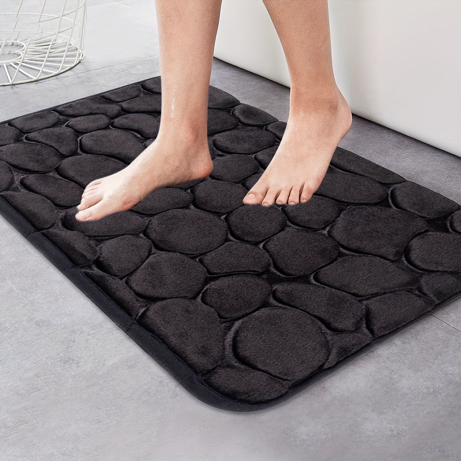 Absorbent Floor Mat Sponge Stone Texture Coffee Non slip Bathroom Floor Mat